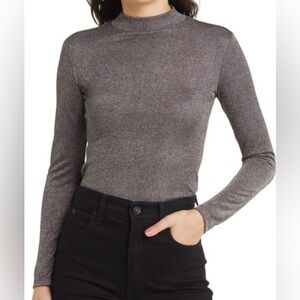 Reformation NEW Bailey Metallic Mock Neck Top
